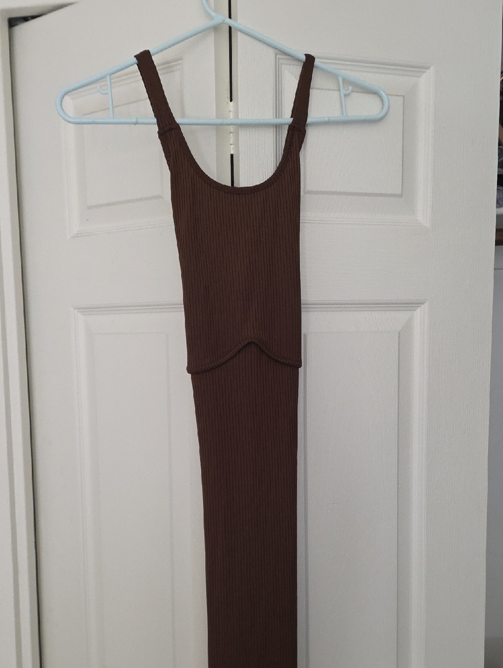 Ribbed Brown Tank Midi Dress